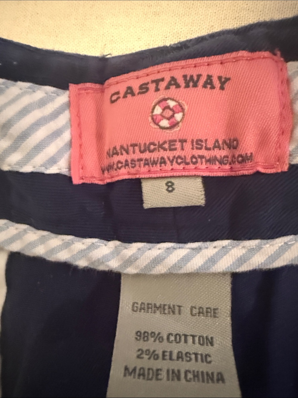 Castaway Navy Women’s Shorts with Embroidered Flags - Picture 5 of 5